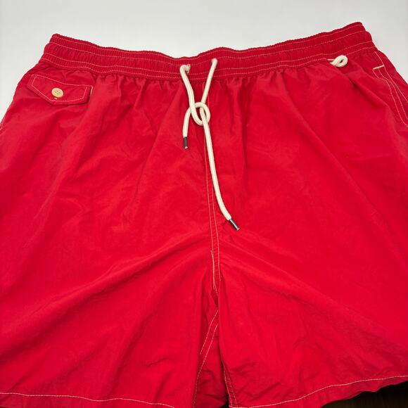 Polo Ralph Lauren 2XL Solid Red Stretch Waist Drawstings Swim Trunks - Picture 2 of 6